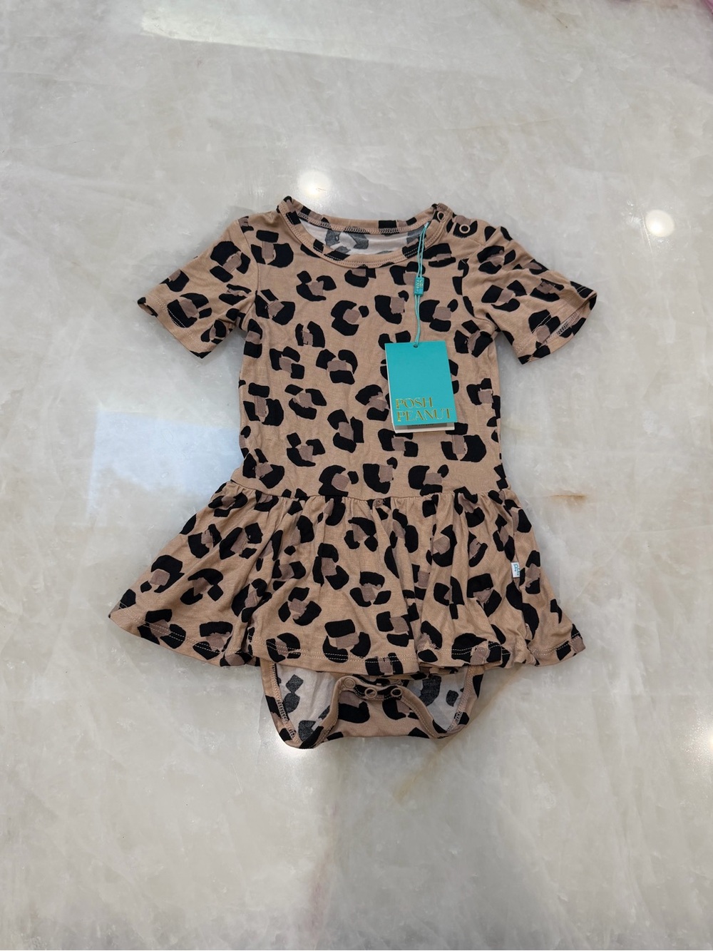 Posh Peanut Tan and Black Leopard Print Skirted Bodysuit
